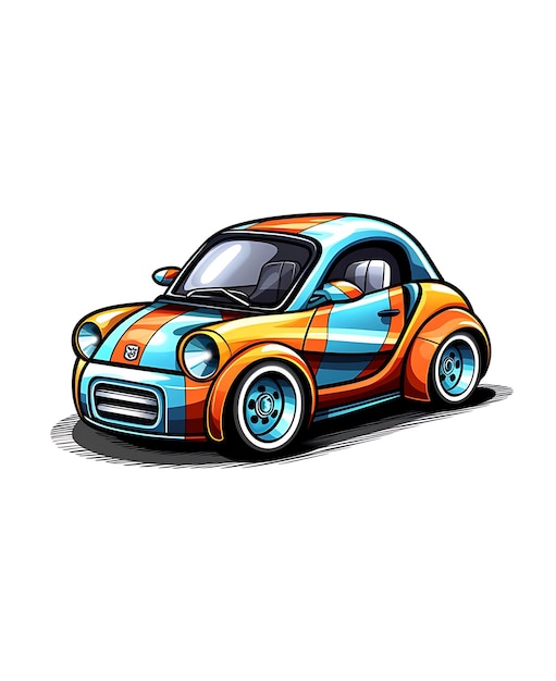 Petite voiture de dessin animé de vecteur sur illustration vectorielle de couleur vendue enfants