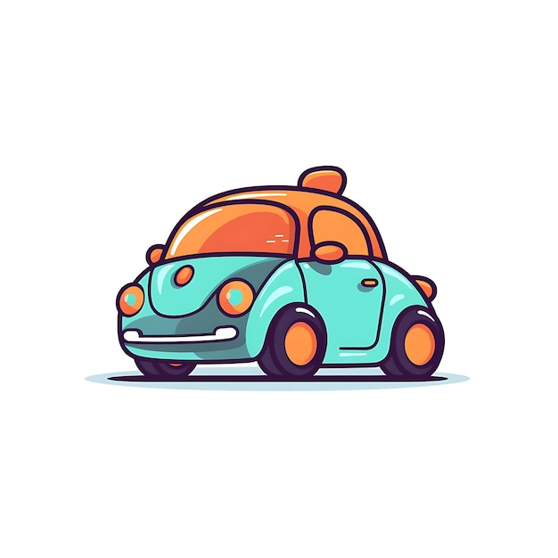 Petite voiture de dessin animé de vecteur sur illustration vectorielle de couleur vendue enfants