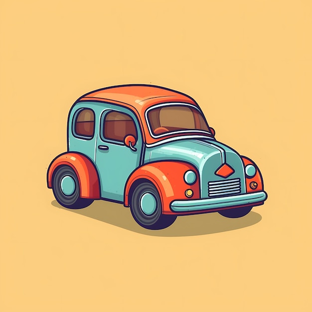 Petite voiture de dessin animé de vecteur sur illustration vectorielle de couleur vendue enfants