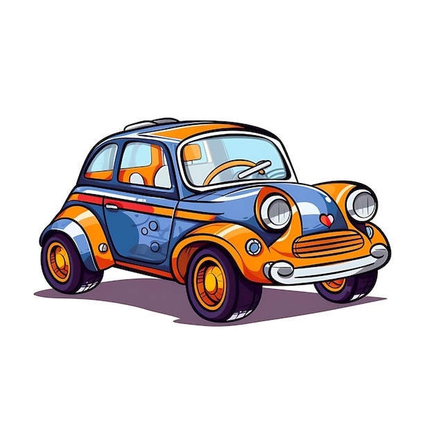 Petite voiture de dessin animé de vecteur sur illustration vectorielle de couleur vendue enfants