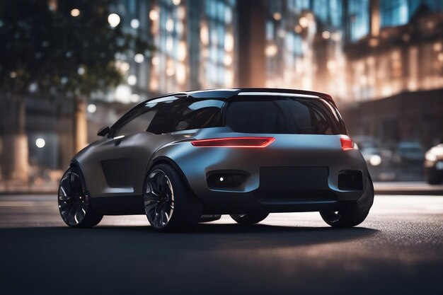 petite voiture petite voiture noire garée sur le côté d'une rue concept ultra moderne d'une petite voiture de ville