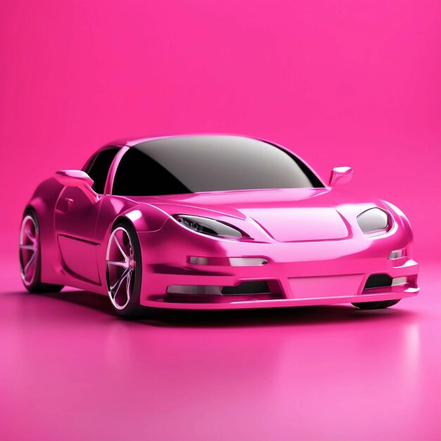 Une petite voiture de sport rose.