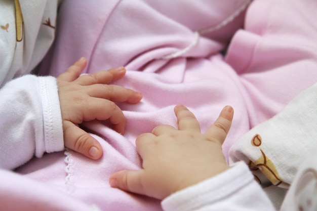 Petites mains potelées d'un bébé