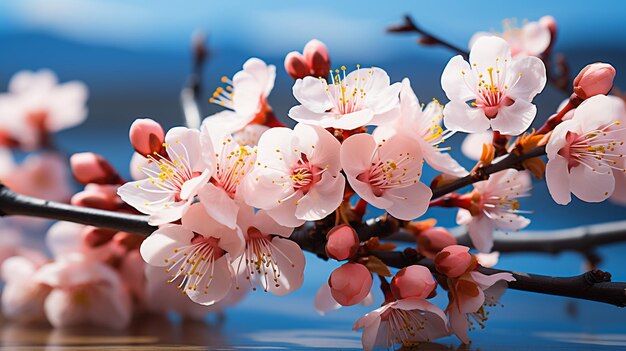 Photo les petites et mignons fleurs de printemps chaenomeles speciosa en coréen