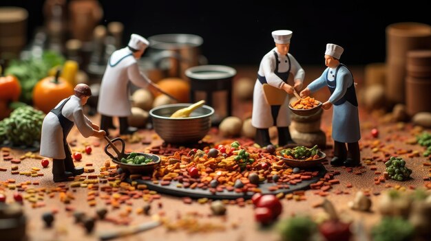 Photo les petites personnes font cueillir des fruits et des légumes