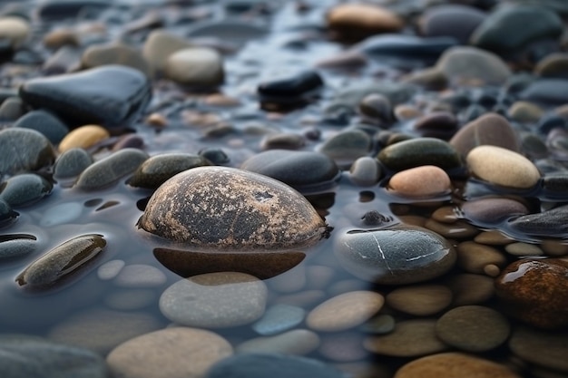 Photo de petites pierres colorées dans l'eau