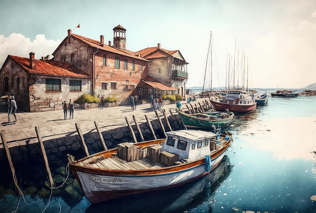 Petits bateaux de pêche dans le port historique de Nesebars