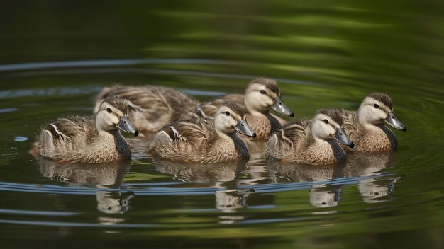 Photo les petits canards sur un étang, les jeunes mallardsanas platyrhynchos