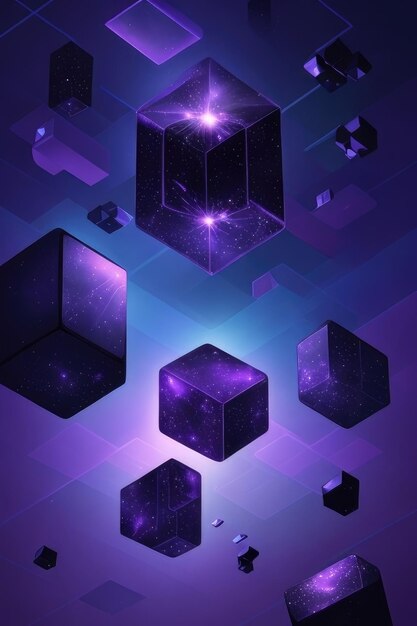 Photo des petits cubes violets sur un fond abstrait