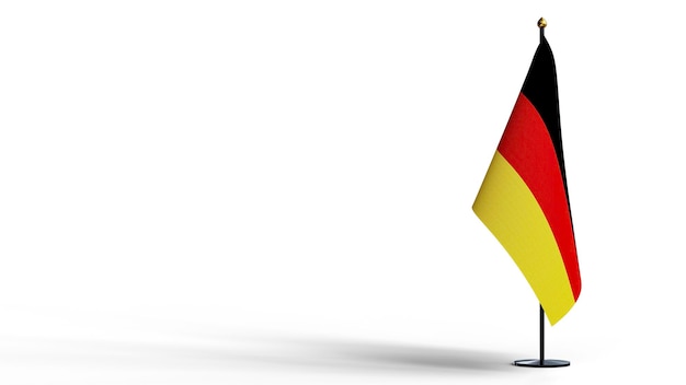 Petits drapeaux nationaux de l'Allemagne sur fond blanc avec chemin de détourage. illustration de rendu 3d.
