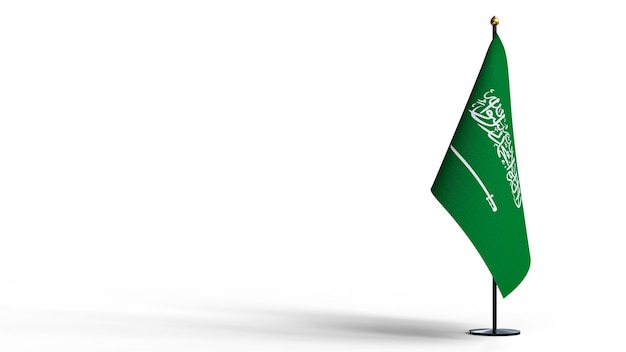 Photo petits drapeaux nationaux de l'arabie saoudite sur fond noir blanc avec clipping path. illustration de rendu 3d.