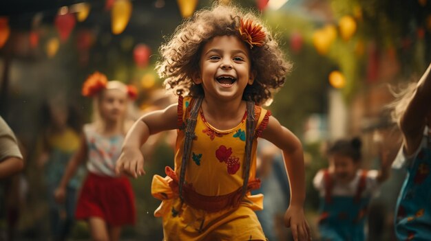 Des petits enfants à une fête d'Halloween et un carnaval.