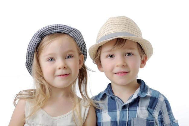 Des petits enfants mignons sur un fond blanc