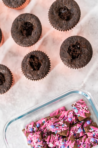 Petits gâteaux au chocolat et aux fraises