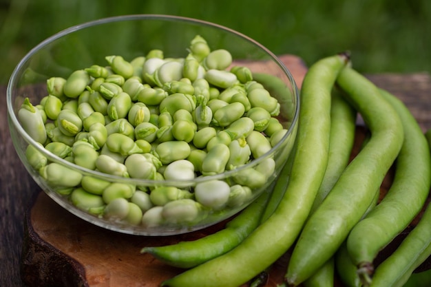 petits haricots dans un récipient en verre Alimentation saine et biologique