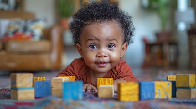 Les petits jouent avec des blocs