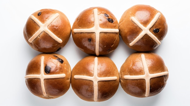 Petits pains chauds frais cuits pour la vue de dessus de Pâques
