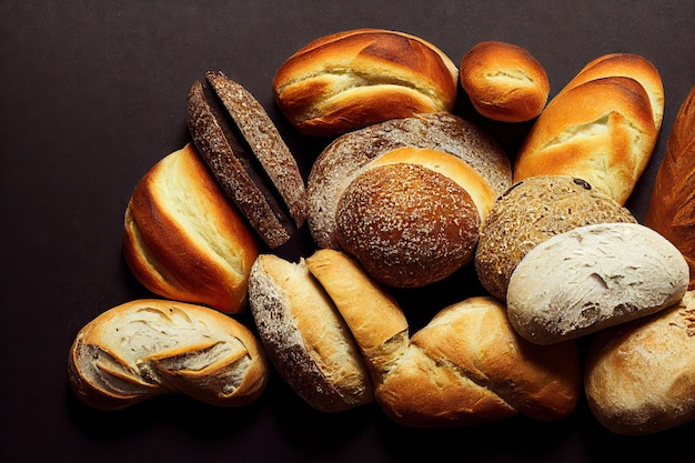 Photo petits pains français de pâtisseries sucrées pour le pain cuit au petit-déjeuner