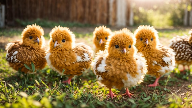 Photo des petits poulets mignons à la ferme