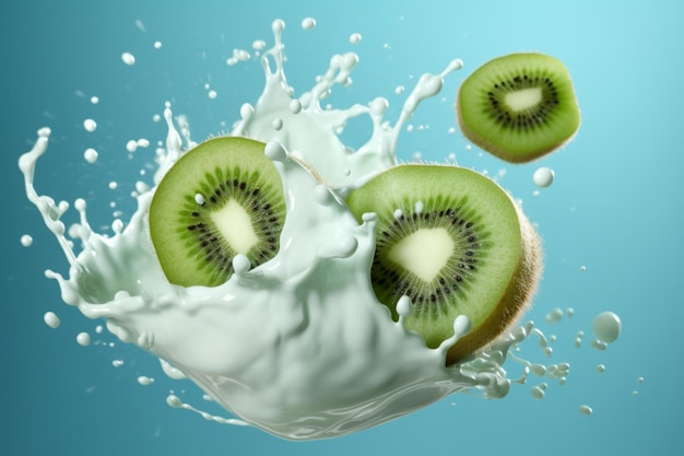 Un peu de lait avec des kiwis dessus