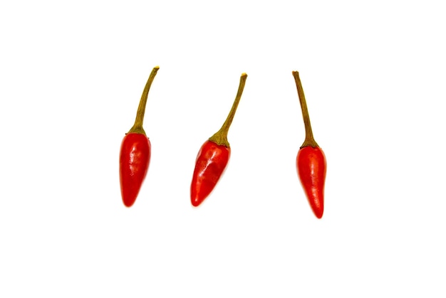 Peu de piment rouge isolé sur blanc