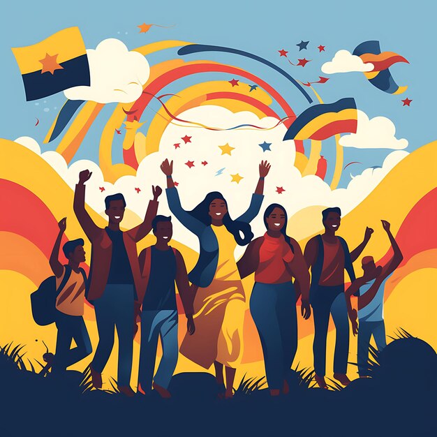 Le peuple colombien célèbre sa culture vibrante et sa fierté nationale avec des drapeaux traditionnels