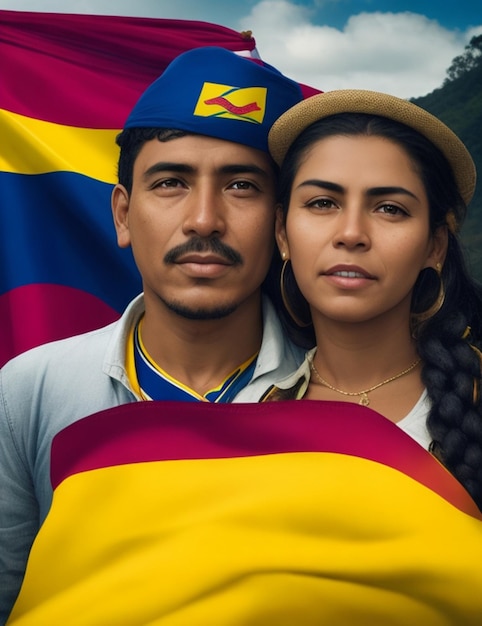 Peuple colombien avec son drapeau Photo ou image gratuite