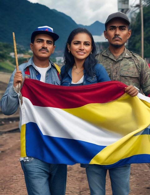 Peuple colombien avec son drapeau Photo ou image gratuite