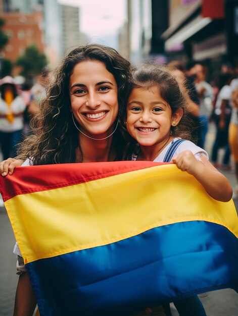 Peuple colombien avec son drapeau