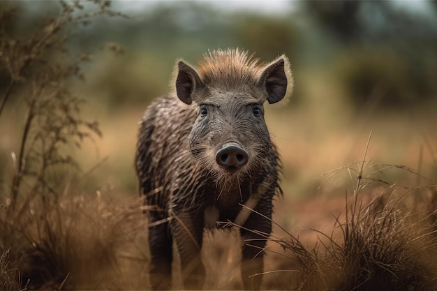 Le phacochère au milieu de la savane du Kenya