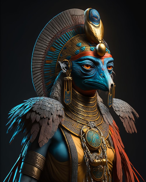 Pharaon égyptien Horus dieu guerrier en costumes et accessoires royaux