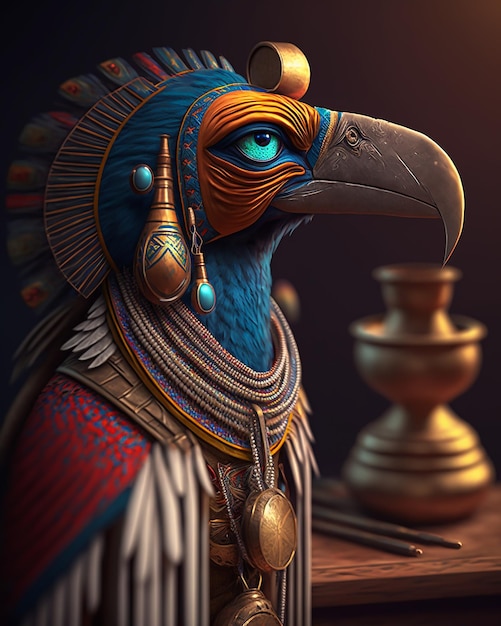 Pharaon égyptien Horus dieu guerrier en costumes et accessoires royaux