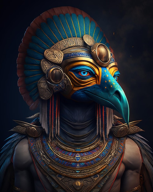 Pharaon égyptien Horus dieu guerrier en costumes et accessoires royaux