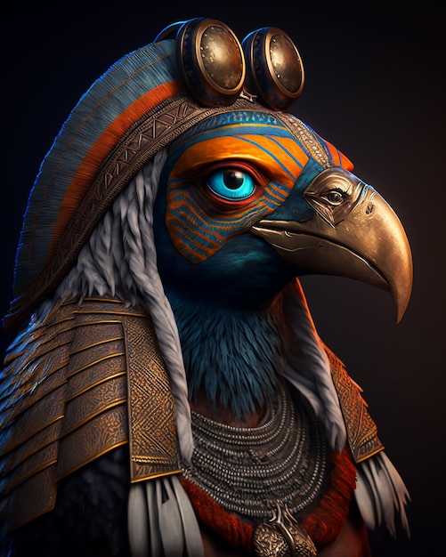 Pharaon égyptien Horus dieu guerrier en costumes et accessoires royaux