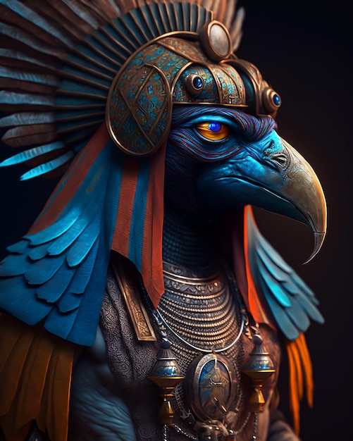 Pharaon égyptien Horus dieu guerrier en costumes et accessoires royaux