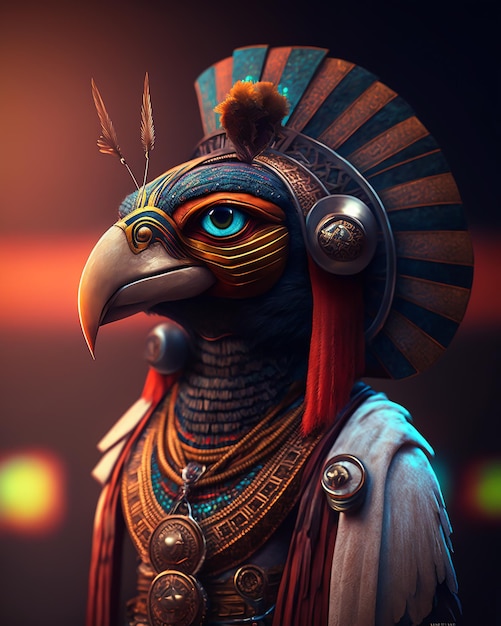 Pharaon égyptien Horus dieu guerrier en costumes et accessoires royaux