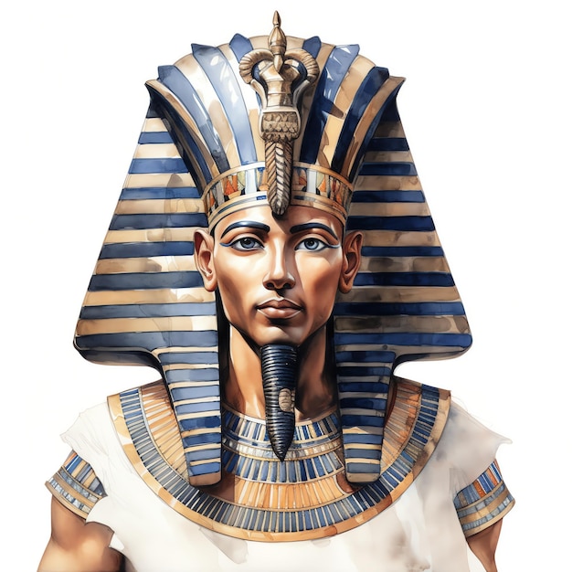 Pharaon égyptien en tenue royale portant la double couronne emblématique