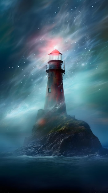 Un phare dans le ciel nocturne