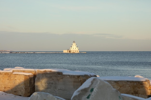 Le phare du Grand Lac du Michigan Scène de la côte du Wisconsin