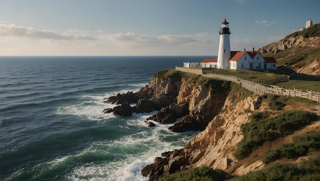 Un phare sur une falaise surplombant l'océan Sentinelle de la solitude Une symphonie côtière