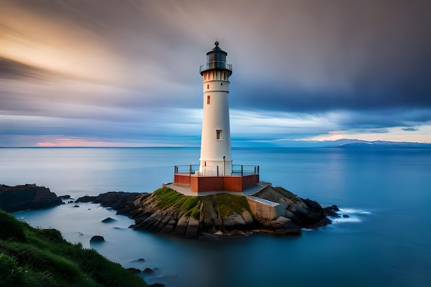 Un phare sur une île au milieu de la mer