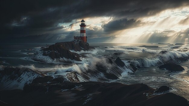 Photo le phare la nuit