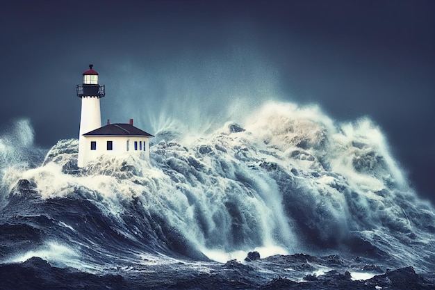 Phare pendant une terrible tempête