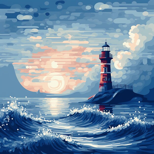 Le phare à pixels dans les mers calmes