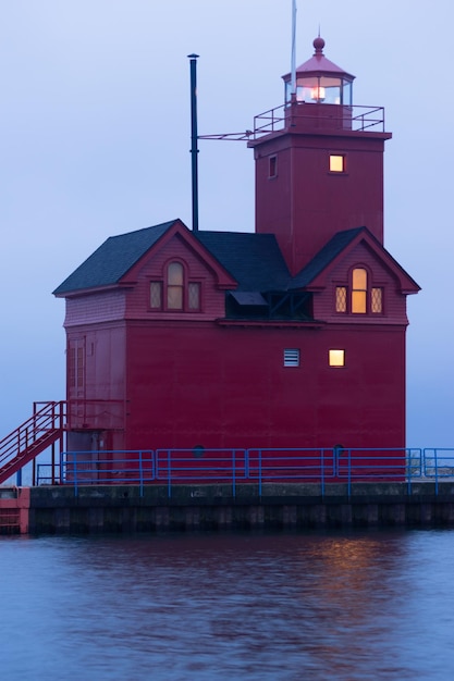 Le Phare Rouge Du Lac Macatawa Holland Michigan Grands Lacs