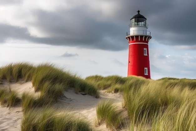 Le phare rouge sur l'île de Sylt AI