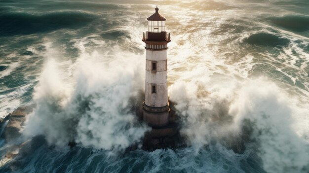 Phare de tempête HD 8K fond d'écran Image photographique