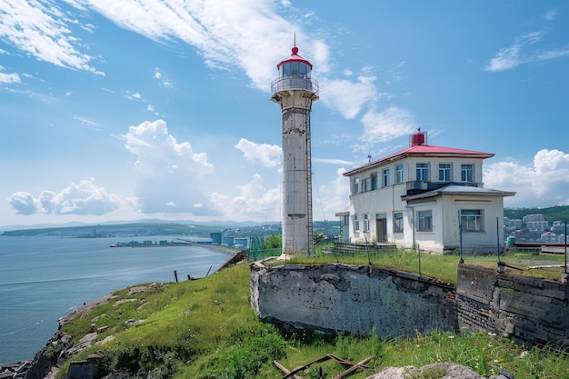 Photo le phare de tokarevsky à vladivostok sur la péninsule de shkota 2022