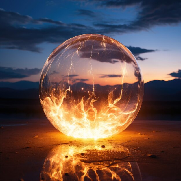 Photo le phénomène fascinant d'une boule de foudre