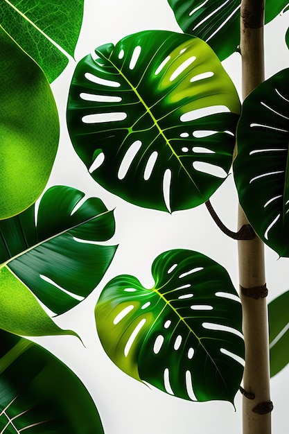 Philodendron à feuilles partagées Monstera et feuilles variées ivy pothos liana plantes grimpant sur